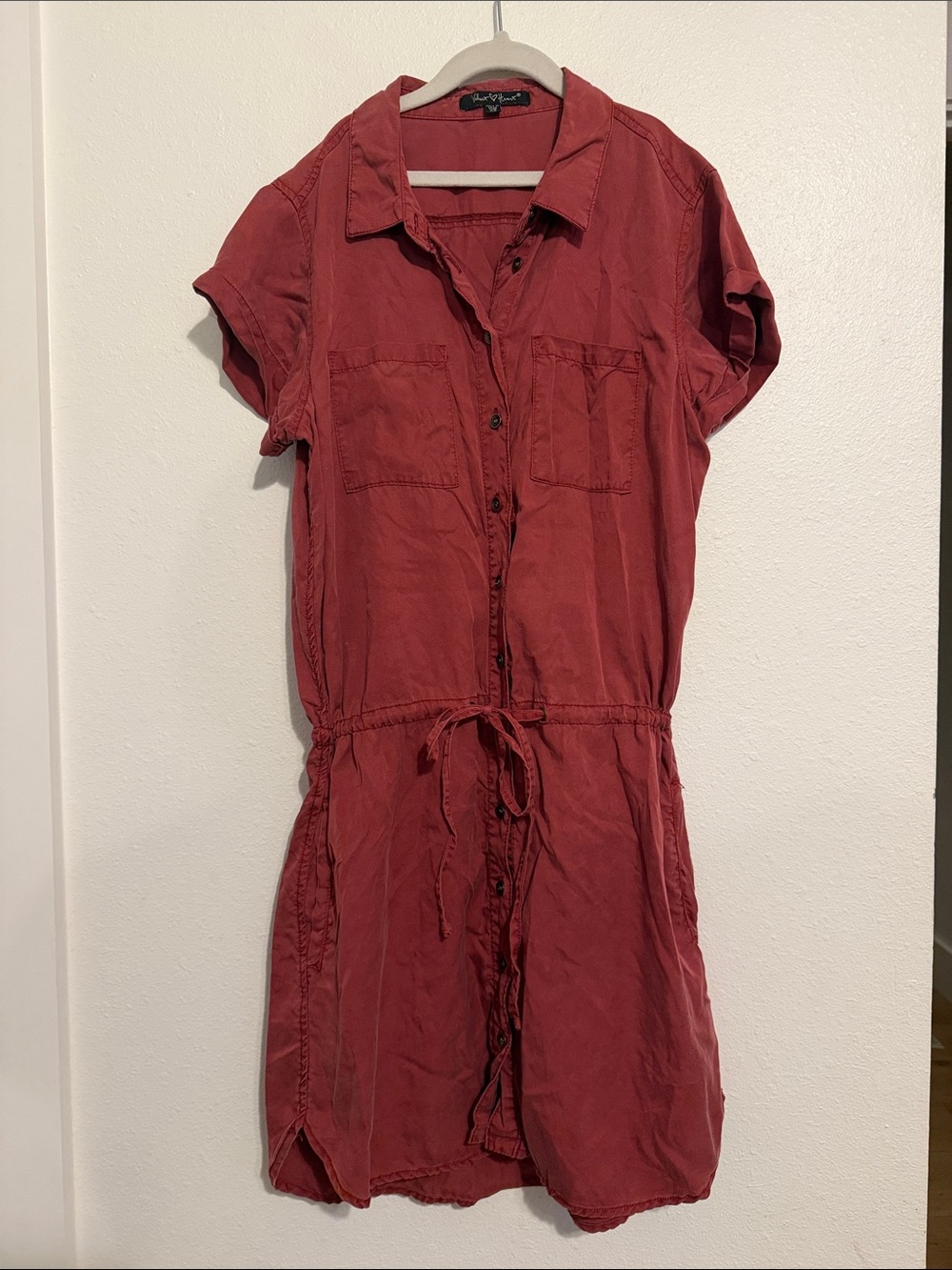 Velvet Heart Rust Red Button-Front Mini Dress